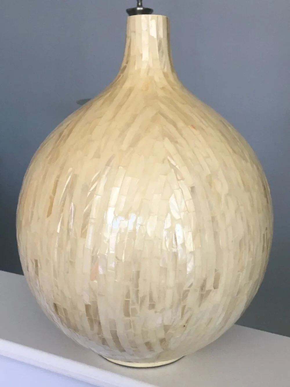Pottery Barn Mother of Pearl Shell Round Decorative Vase Pot Abalone Farmhouse